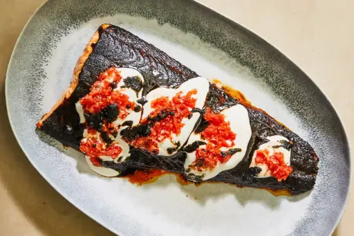 Black Lime Salmon with Roasted veggies